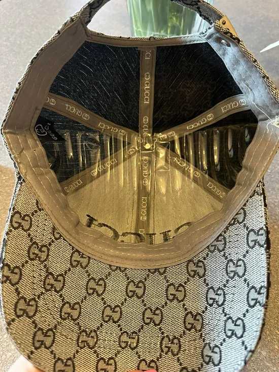 Gray Monogram Cap with Red & Green Web Stripe - Picture 3 of 3